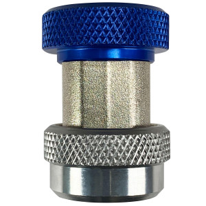 Appli Parts APQC-134L Acople Rapido Refrigeracion y Aire Acondicionado Automotriz para carga y servicio R-134 Baja azul, adaptador de bronce, conexion de 1/4 de pulg
