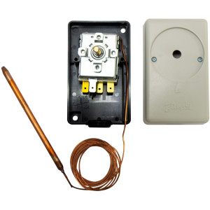 Danfoss 060H1708 UT 72 Thermostat, -22 to 85 F, Copper 10 ft Capillary tube, Auto Reset, SPDT, IP20 Enclosure
