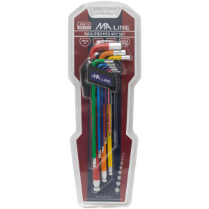 MA-Line MA-YT09 Ball-End Hex Key Set 9 pcs 1/16, 5/64, 3/32, 1/8, 5/32, 3/16, 1/4 5/16, 3/8