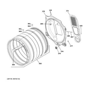 GE WE13X29725 Baffle Deflector Secadora Original OEM. Numero 9 plano expl GE WE13X29725 Baffle Deflector Secadora Original OEM. Numero 9 plano expl
