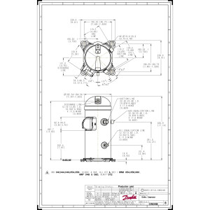 Danfoss HLH061T4LC8 5 tons 61.000 btu/h R410A Compresor Scroll para Aire Acondicionado 380-415/3/50, 460/3/60 V/Ph/Hz Descarga 1/2 in, Succion 7/8 in, ODF, PVE Oil, Tandem Listo, 121L2486, 121L8477