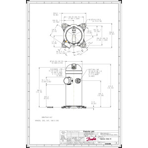 Danfoss HRH040U1LP6 3.3 tons 40,000 btu/h R410A Scroll compressor for Air conditioning 208-230/1/60 (V/Ph/Hz) Discharge 1/2 in, Suction 7/8 in, ODF, PVE Oil 121L1161, 121L1158