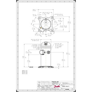 Danfoss HRH029U1LP6 2.4 tons 29.000 btu/h R410A Compressor Scroll para Aire Acondicionado 208-230/1/60 (V/Ph/Hz) Descarga 1/2 pulg, Succion 7/8 pulg, ODF, PVE Oil  121L2274, 121L2277, 121L8527