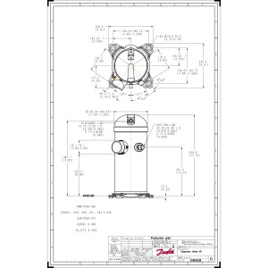 Danfoss HRH044U1LP6 3.7 tons 44.000 btu/h R410A Compresor Scroll para Aire Acondicionado 208-230/1/60 (V/Ph/Hz) Descarga 1/2 pulg, Succion 7/8pulg, ODF, Aceite PVE 121L1286, 121L1283, 121L8535