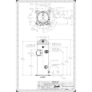 Danfoss LLZ034T2LQ9C 10 HP LBP Compresor Scroll para Refrigeracion208-230/3/60 (V/Ph/Hz) R404A, R507, R452A, R448A, R449A, Conexiones Rotolock, 121L9553, 121L9552, 121L9061 