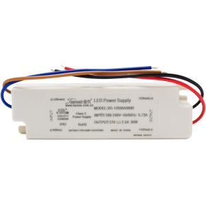 Tauras VD-12030A0690 Balasto Voltage Entrada 100-240VAC,Potencia Salida 30W, Voltage Salida 12 VDC IP Rating IP67, Carcasa Plastica Certificacion CE(LVD),UL,Class2,CB, temp -25 to 40 C Tauras VD-12030A0690 Balasto Voltage Entrada 100-240VAC,Potencia Salida 30W, Voltage Salida 12 VDC IP Rating IP67, Carcasa Plastica Certificacion CE(LVD),UL,Class2,CB, temp -25 to 40 C