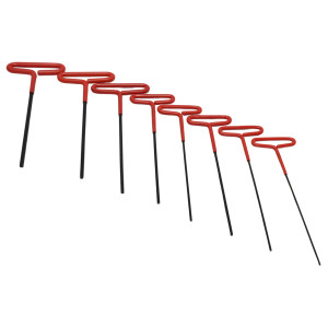 MA-Line MA-1202 Set de Llaves Hexagonales con Mango T, 9 pulg, 3/32, 7/64, 1/8, 9/64, 5/32, 3/16, 7/32, 1/4 pulg