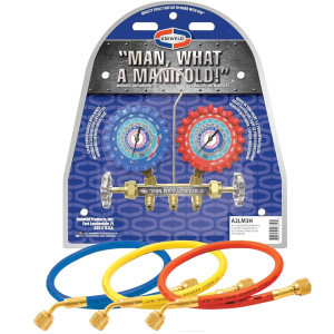 Uniweld A2LM3H Manifold R-32/R-454B/R-448A/R-410A Fahrenheit psi, 3 ft Hoses