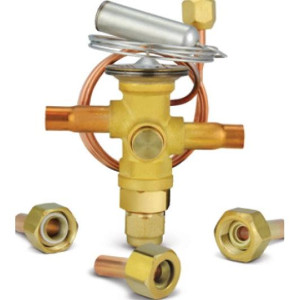 Danfoss 067L6006 3TR Valvula de Expansion Termostatica, TR 6, R410A,R454B,R32, 3/8x3/8 pulg Soldable, ODF, 1/4 pulg Tubo Cap. Flare, Troquel flecha 1-Via, -10 a 15 C