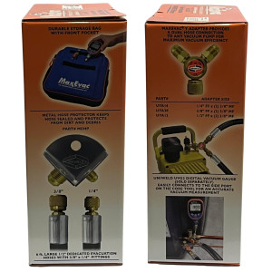 Uniweld Maxevac Pro Kit MEPK14
72 IN. (182cm) 1/2 MaxEvac Hose 3/8 Str. x 1/4 Str. Black
Valve Core Tool Assy. (Side Port)
MaxEvac Hose Bracket Assembly
Y Adapter 3/8 FF x 3/8 MF
MaxEvac Durable Storage Bag
