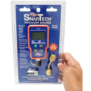 Uniweld UVG3 Vacuometro Digital Smartech con Pantalla Iluminada, Rango 0-15000 Micrones Max presion 500psi, adaptador UVGA Incluido Requiere 1 CR132AA Bateria (incluida)