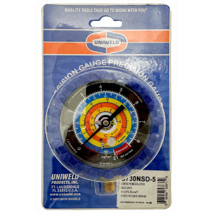 Uniweld G730NSD-5 Manifold Gauge Blue, Low R-600a,R-290,R-1270, 3-1/8 in