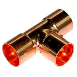 Appli Parts AP-RT218118 2-1/8x1-1/8x2-1/8 in Wrot Copper Reducing Tee CxCxC connections for refrigeration, air conditioning and plumbing applications ACR and Type L copper pipe