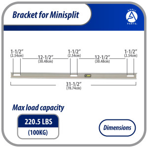 Appli Parts APAB-3160 Mini Split Wall Mounting Bracket, Heavy Duty Outdoor Support Up to 352 lbs. Fit 5000 to 36000 BTU Units, Includes Level Cross Bar, Anti Vibration Pads and Full Installation Kit