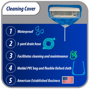 Appli Parts APCC-1218B Cleaning Cover Kit, Maintenance for Mini Split 1 - 1.5 Tons (up to 18,000 Btu) 2 ft 3 in to 3 ft 3 in length, 9 ft 2 in Drain Hose, with Support Plate and Box Packaging