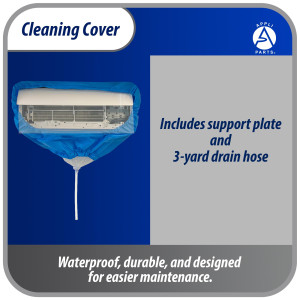 Appli Parts APCC-1218B Cleaning Cover Kit, Maintenance for Mini Split 1 - 1.5 Tons (up to 18,000 Btu) 2 ft 3 in to 3 ft 3 in length, 9 ft 2 in Drain Hose, with Support Plate and Box Packaging