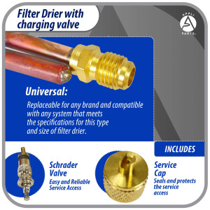 Appli Parts APFD-115S 10 Units of Copper Liquid line liquid line filter dryer with Charging Service Valve 1/4 x1 /4 in 15g 0.53oz for universal refrigeration and air conditioner applications