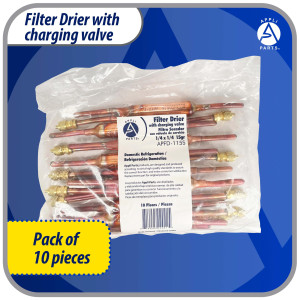Appli Parts APFD-115S 10 Units of Copper Liquid line liquid line filter dryer with Charging Service Valve 1/4 x1 /4 in 15g 0.53oz for universal refrigeration and air conditioner applications