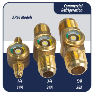 Appli Parts APSG-58A 5/8 in Sight Glass and liquid moisture indicator Flare connections with Solid Body for HVAC/R installations suitable for CFC HCFC HFC refrigerants