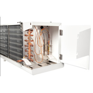 Danfoss 114U0021 Evaporator Optyma MBP R404 35K Btu/hr at 25F SST Air Defrost 6FPI Medium Profile 3 x ECM fans DACC RX M515.1A4/A1H 230V/1Ph/60Hz 
