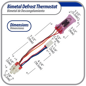 Appli Parts APBT-S2008FP Bimetal Thermostat Asian Type 3 Wire Open 54F Close 23F Fuse 162F Orange / Red / Brown, Model Reference BIM-2008 / Thermodisc