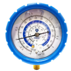 Appli Parts APMG-GA4L Esfera Manometro Baja R600 Escalas Duales Presion psi/Bar y Temperatura en Fahrenheit y Centigrados con conexion de 1/4 de pulg 