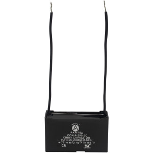 Appli Parts Fan Capacitor 9 mfd (microfarads) uf 250 VAC with 2 Wire Terminal Connections compatible with any brand with same capacitance 2-1/4in Width 3/4in Depth 1-3/8in Height CAP-9-250-2C