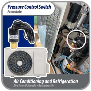 Appli Parts APPS-350250 Hi Pressure control Switch R22, Open 350 psi, Close 250 psi, 40 in Cable, SPST, 1/4 SAE female connection, Automatic Reset, universal replacement for Air Conditioning Applications 