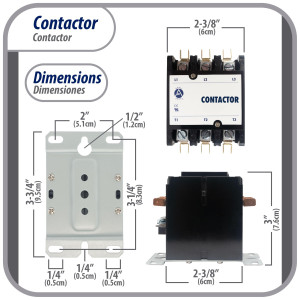 Appli Parts APAC-33024 Contactor 3 Polos 30A 24V Bobina Repuesto para Compresores de CA y Aplicaciones Electricas Certificacion UL E476929 de Trabajo Pesado