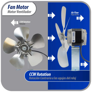 Appli Parts APFM-251E 25W Condenser and Evaporator Fan Motor 115V 60Hz 1.2A, Includes 12in Aluminum Fan Blade and Mounting Base, Universal Replacement for Commercial Refrigeration Units