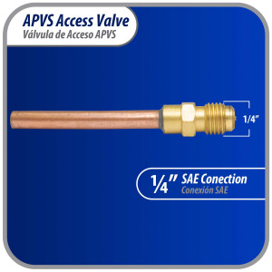 Appli Parts APVS-14142K10 10 Pack 1/4 in SAE Access Schrader Valve x 1/4 ODF x 2 in Copper Stem with Valve Core and Cap with gasket and core remover for AC and refrigeration systems