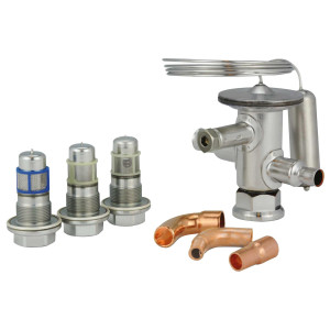 Danfoss 068U4900 Thermostatic Expansion Valve Kit for Ice Machines R404A/R507 TUA Internal Equalization 1/4 x 3/8 ODF Kit Includes 068U1231 Valve and Orifices 1, 3, 5