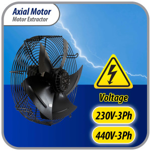Appli Parts AXF-800-4 Extractor Axial 800 mm (31-1/2 pulg) 220-440 V, 3 ph, 60 Hz, 2200 W, 1050 rpm, Rango Temperatura -30 C a 60 C, incluye aspa y base tipo jaula
