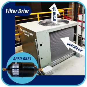 Appli Parts APFD-082S 1/4 in Liquid Line Refrigerant AC Filter Drier hvac Refrigeration 082S ODF Sweat Solder connection universal unidirectional 6in long 2-1/4 in wide
