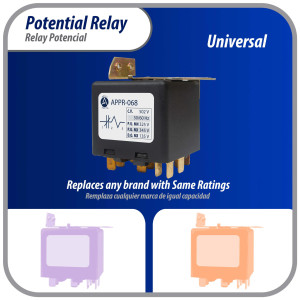 Appli Parts APPR-068 Potential Relay 068, Coil Voltage 502 V, Min Pick up 325 V, Max Pick up 345 V, Max Drop Out 135 V, 50/60 Hz Universal replacement for HVAC and Refrigeration units