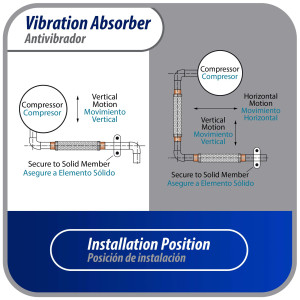 Appli Parts APVE-12 Antivibrador 1/2 pulg Soldable Eliminador de Vibracion 23cm Largo 500psi presion maxima de trabajo y 3.265psi presion de rotura