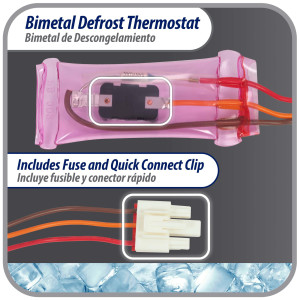 Appli Parts APBT-R2006FP Bimetal Thermostat Asian Type 3 Wire Open 54F and Close 23F Fuse 162F 1 plug Black / Orange / Red wires Reference BIM-2006 / 14JB2006 / PB302