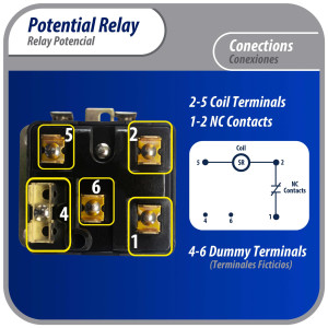 Appli Parts APPR-065 Relay Potencial 065, Voltaje de Bobina 332 V, Recogida Minima 168 V, Recogida Maxima 182 V, Caida Maxima 90 V, 50/60Hz Remplazo universal para refrigeracion y aire acondicionado