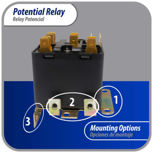 Appli Parts APPR-065 Relay Potencial 065, Voltaje de Bobina 332 V, Recogida Minima 168 V, Recogida Maxima 182 V, Caida Maxima 90 V, 50/60Hz Remplazo universal para refrigeracion y aire acondicionado