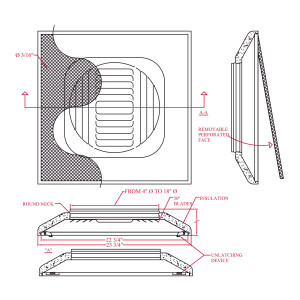 Steel Perforated Diffuser 24 x 24 x 12 in Neck with Insulation DPA12 Vermont