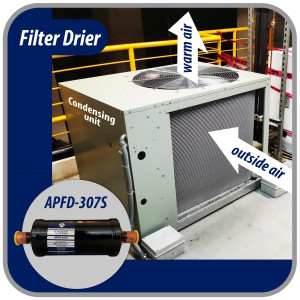 Appli Parts APFD-307S 7/8 in Liquid Line Refrigerant AC Filter Drier hvac Refrigeration 307S ODF Sweat Solder connection universal unidirectional 10-1/2 in long 3-1/4 in wide