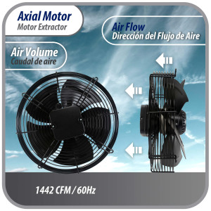 Appli Parts AXF-350-1 13-3/4 in Axial Fan Motor Guard Mounted Fan Blade 115 V, 1 Ph, 50-60 Hz, 180 W, 1550 rpm, Universal replacement for Cold Room Evaporators and Condensing Units, Work Temp -22 F to 140 F 