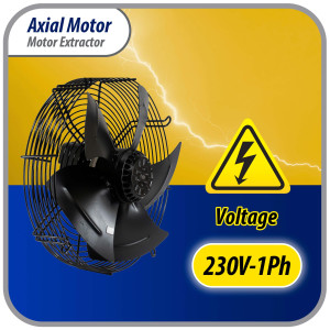 Appli Parts AXF-500-1 19-3/4 in Axial Fan Motor Guard Mounted Fan Blade 220V, 1 Ph, 50-60 Hz, 500W, 1450 rpm, Universal replacement for Cold Room Evaporators, Condensing Units, Work Temp -22F to 140F