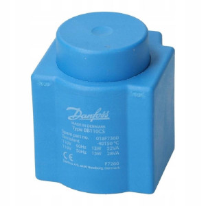 Danfoss 018F7360 Solenoid Coil 110 V,60 Hz, 13 W, 50 Hz, 15 W, IP00, BB110CS, DIN Spades