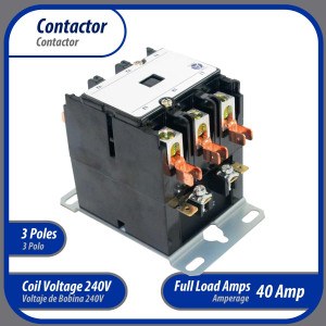 Appli Parts APAC-340240 Heavy Duty Contactor 3 Poles 40A 240V Coil Replacement for AC Compressors and Electrical Applications UL Certified E476929