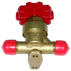 Appli Parts APSV-12 Valvula de Paso 1/2 pulg SAE Flare Rosca, para sistemas de refrigeracion, aire acondicionado y calefaccion, con cuerpo de bronce macizo