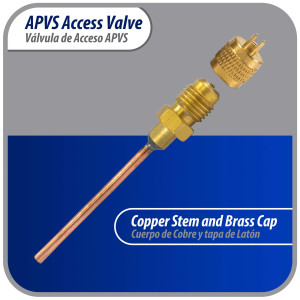 Appli Parts APVS-14182K10 10 Pack 1/4 in SAE Access Schrader Valve x 1/8 ODF x 2 in Copper Stem with Valve Core and Cap with gasket and core remover for AC and refrigeration systems