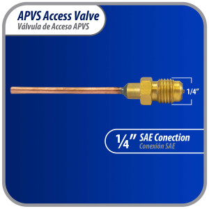 Appli Parts APVS-14182K10 10 Pack 1/4 in SAE Access Schrader Valve x 1/8 ODF x 2 in Copper Stem with Valve Core and Cap with gasket and core remover for AC and refrigeration systems