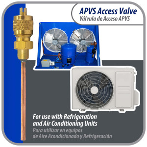 Appli Parts 10 Unidades Valvula de acceso de 1/4 SAE x 1/8 pulg OD x con vastago de cobre de 5cm de largo con nucleo y tapa de laton con removedor de nucleo y empacadura APVS-14182K10