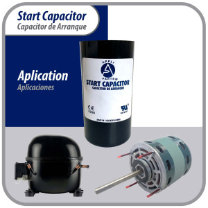 Appli Parts CON-430-110 Motor Start Capacitor 430-516 MFD uF, 110-125 VAC. Universal for Electric Motor Applications, 1.75 in Wide, 3.38 in Height